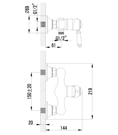 Смеситель Lemark для душа LM4803B